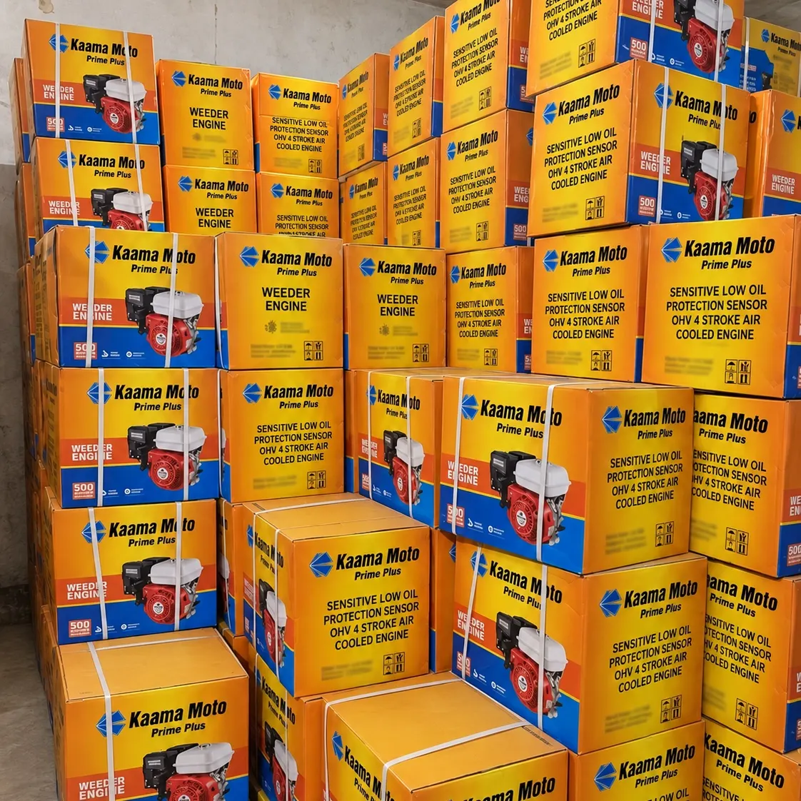 Strapping machine and cartons in our godown